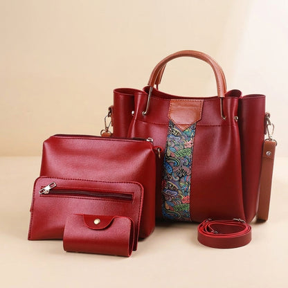Luxury Paisley Print 4-Piece Handbag Collection