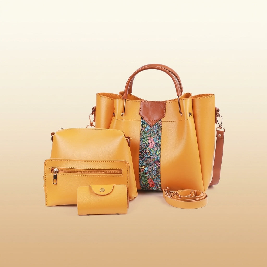 Luxury Paisley Print 4-Piece Handbag Collection