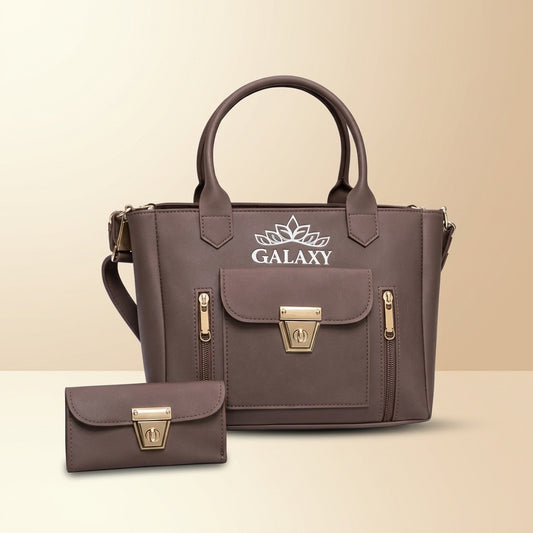 Elegant Brown Leather Bag & Wallet Set for Girls