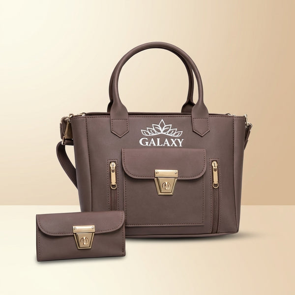 Elegant Brown Leather Bag & Wallet Set for Girls