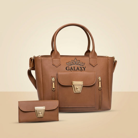 Elegant Brown Leather Bag & Wallet Set for Girls