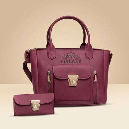 Elegant Brown Leather Bag & Wallet Set for Girls