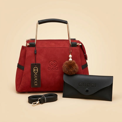 Premium Rexine Handbag Set with Strap & Pouch