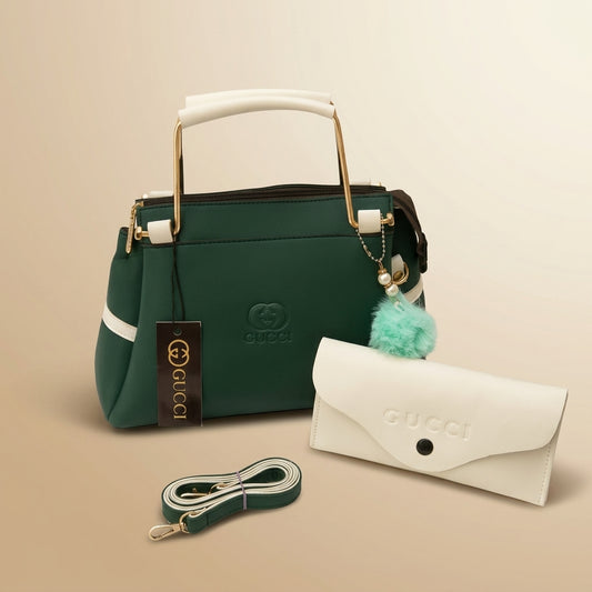 Premium Rexine Handbag Set with Strap & Pouch