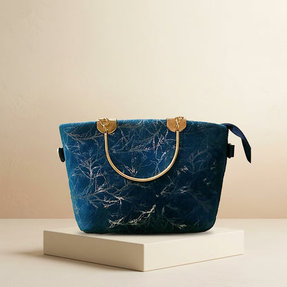 Elegant Blue Velvet Handbag for Girls