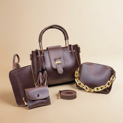 Luxury 4-Piece Leather Handbag Set for Women