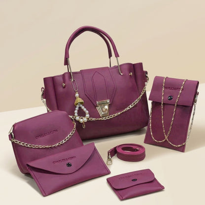 Stylish 5-Piece Leather Handbag Set for Women