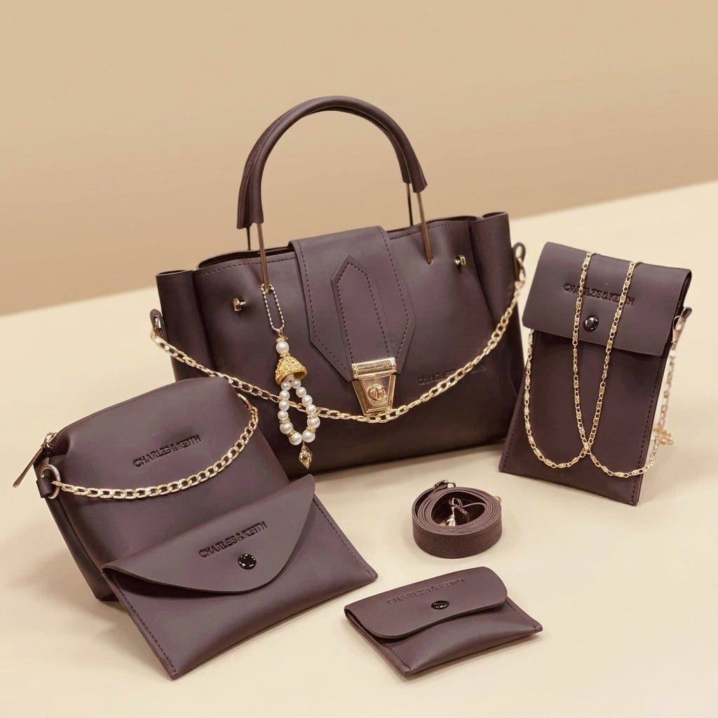 Stylish 5-Piece Leather Handbag Set for Women