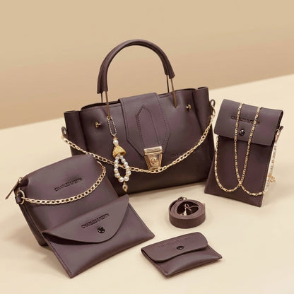 Stylish 5-Piece Leather Handbag Set for Women