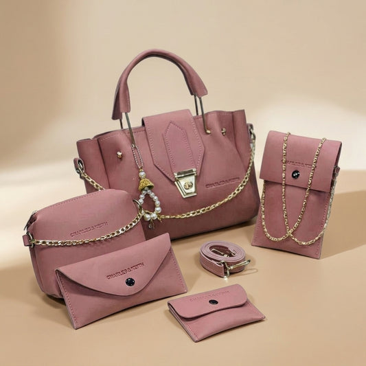 Stylish 5-Piece Leather Handbag Set for Women