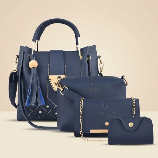 Elegant PU Leather 4-Piece Handbag Set for Women