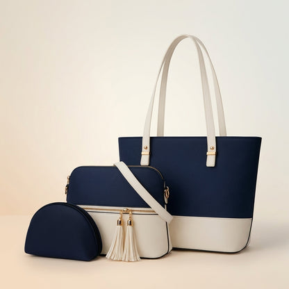 Elegant Women’s 3-Piece Leather Bag Set