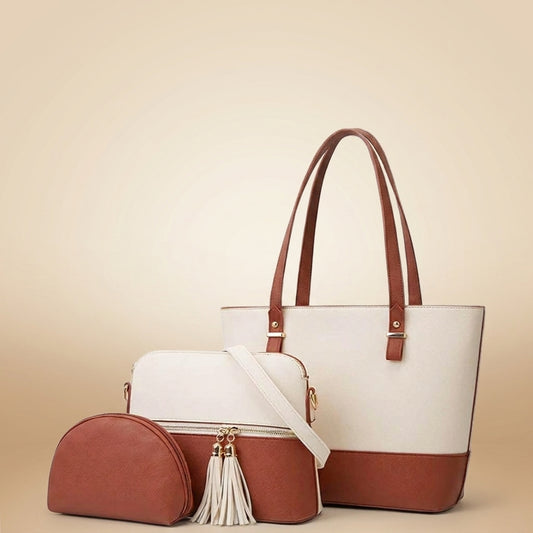 Elegant Women’s 3-Piece Leather Bag Set