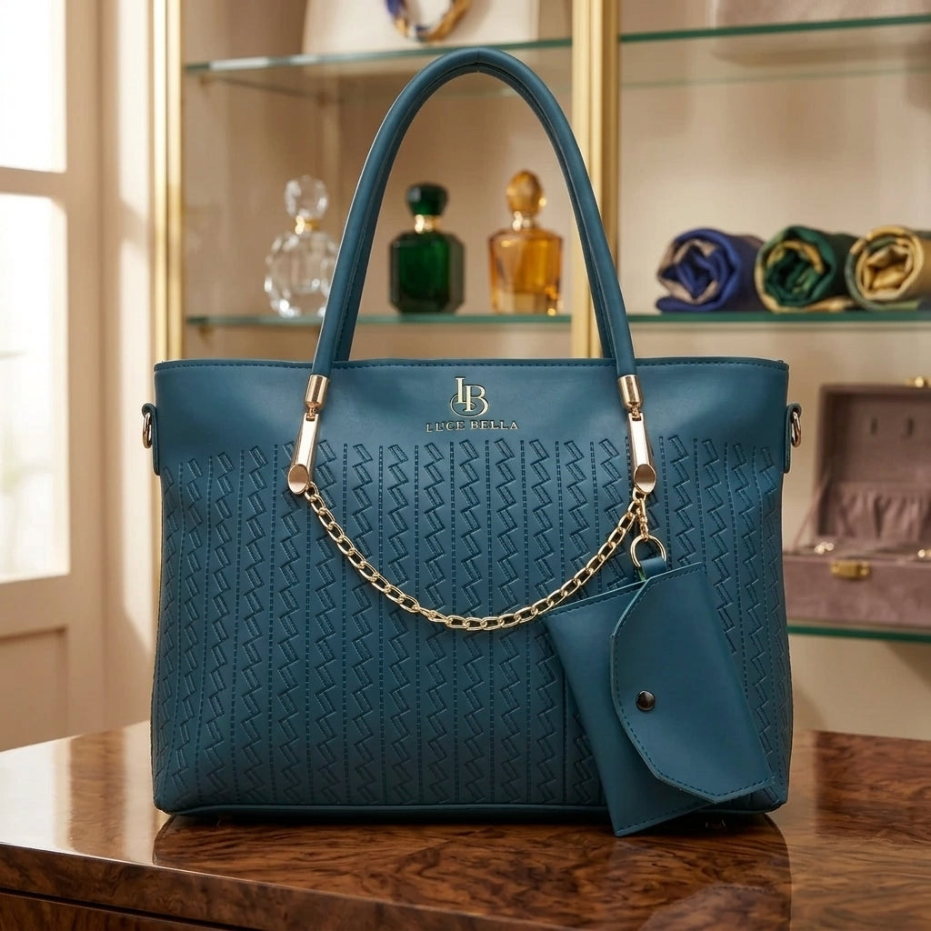 Luce Bella Teal Shoulder Bag with Detachable Mini Pouch