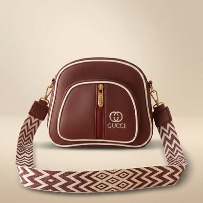 Leather Plain Shoulder Bag